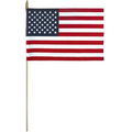 Lightweight Cotton U.S. Mounted Flag w/ Wood Staff (4"x6")